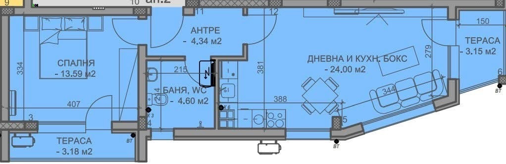 Продава 2-СТАЕН, гр. Пловдив, Коматево
