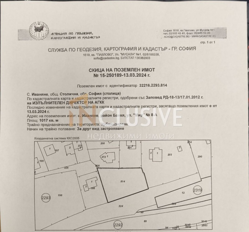 Til salgs  Plott Sofia , Bankja , 1017 kvm | 79418817 - bilde [4]