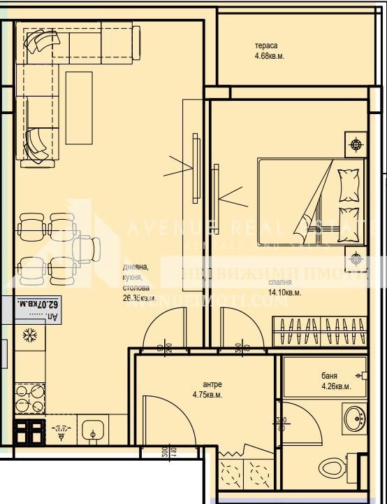 Eladó  1 hálószoba Plovdiv , Karsijaka , 72 négyzetméter | 71319378 - kép [2]