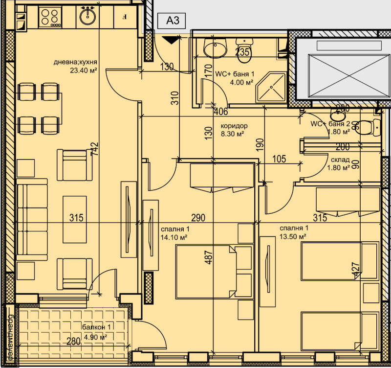 Продава  3-стаен град Пловдив , Кършияка , 100 кв.м | 34158946