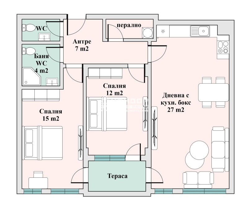 Продается  2 спальни Пловдив , Тракия , 100 кв.м | 49505395 - изображение [2]