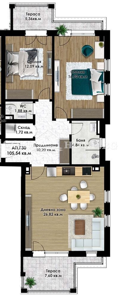 De vânzare  2 dormitoare Plovdiv , Comatevo , 110 mp | 47653062 - imagine [10]