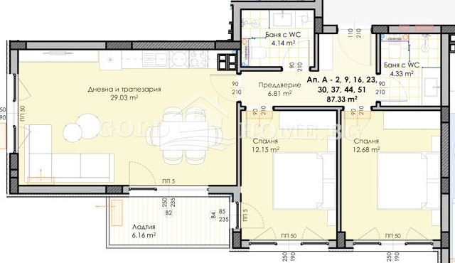 Продаја  2 спаваће собе Пловдив , Гагарин , 103 м2 | 82808083 - слика [2]
