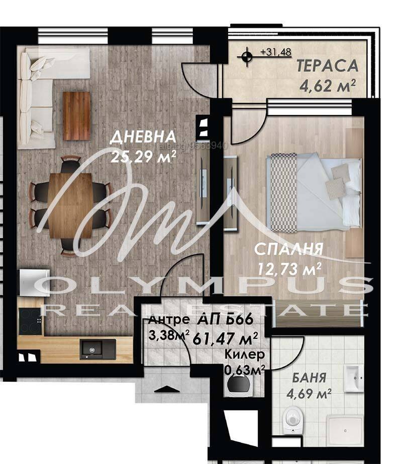 Satılık  1 yatak odası Plovdiv , Gagarin , 77 metrekare | 24523668 - görüntü [2]