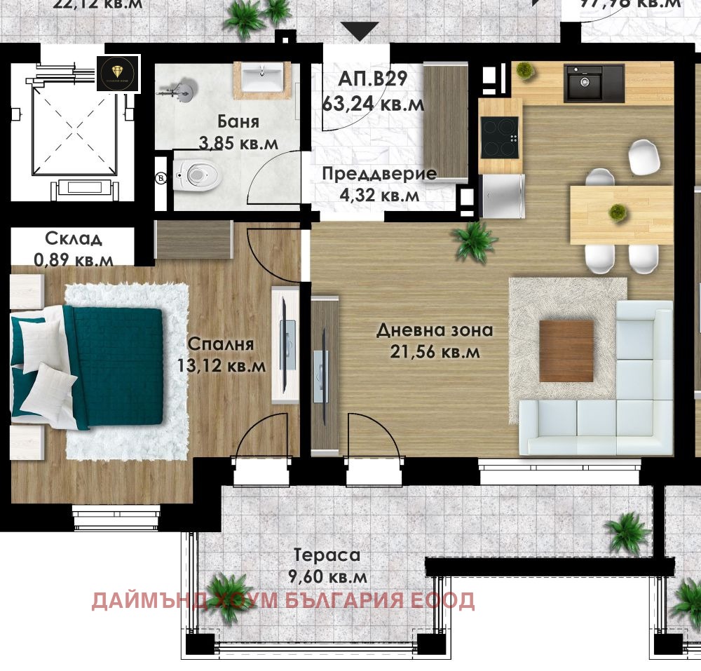 Продава 2-СТАЕН, гр. Пловдив, Коматевско шосе, снимка 2 - Апартаменти - 55432438