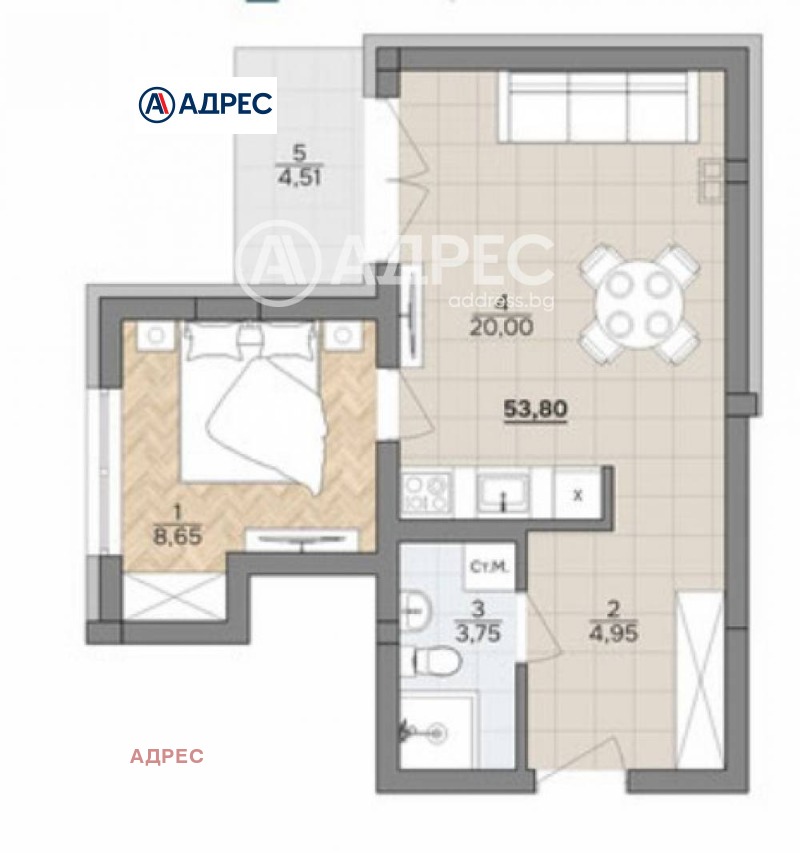 Te koop  1 slaapkamer Varna , k.k. Tsjajka , 54 m² | 39208111 - afbeelding [4]
