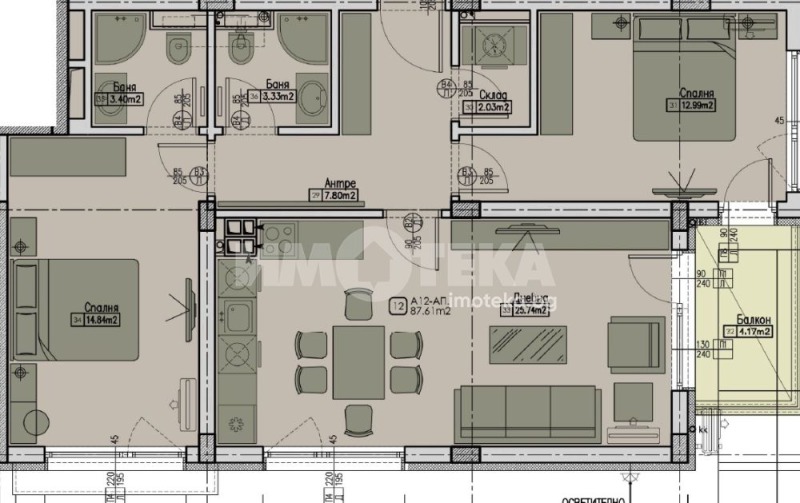 Продава 3-СТАЕН, гр. София, Малинова долина, снимка 3 - Апартаменти - 52415657