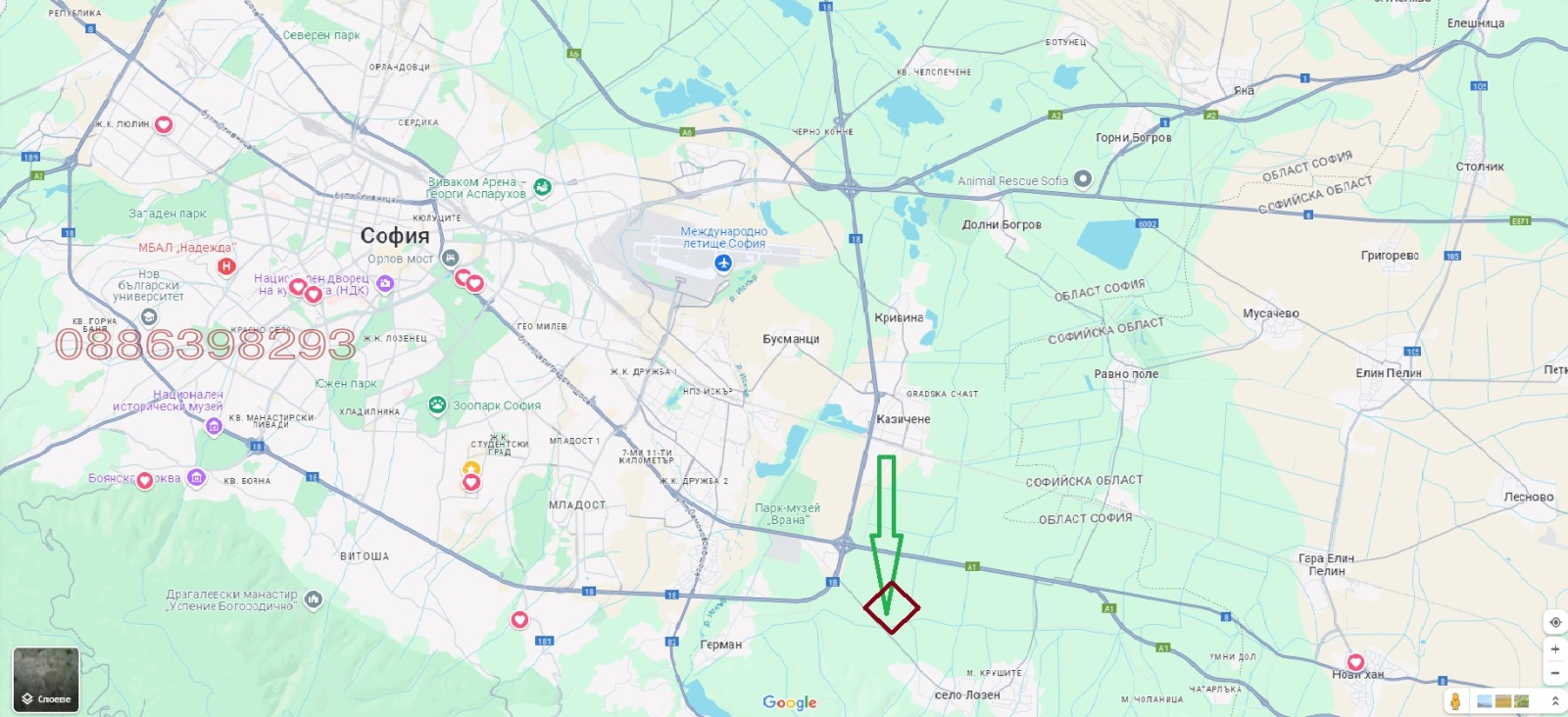Продава ПАРЦЕЛ, гр. София, с. Лозен, снимка 2 - Парцели - 53849478
