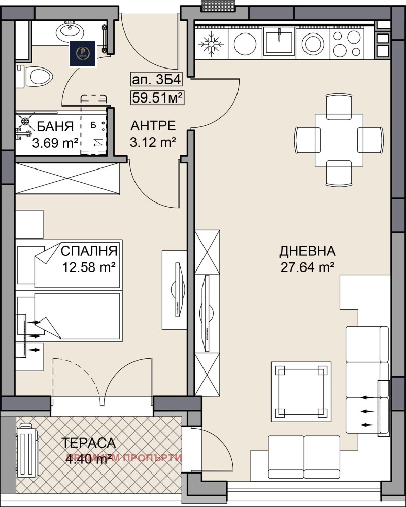 Satılık  1 yatak odası Plovdiv , Gagarin , 71 metrekare | 85474637 - görüntü [3]