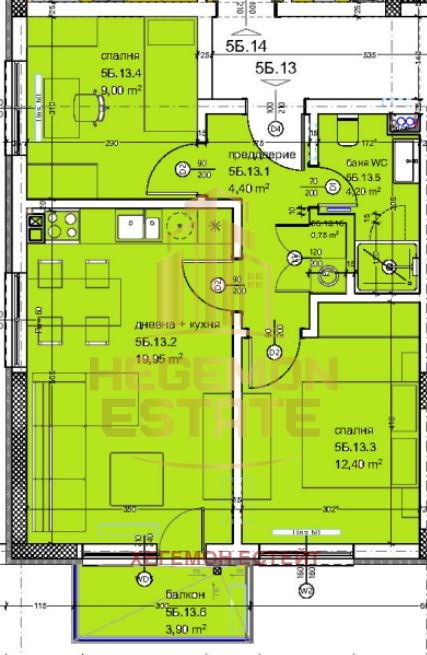 Eladó  2 hálószobás Varna , Kajsieva gradina , 76 négyzetméter | 43385279