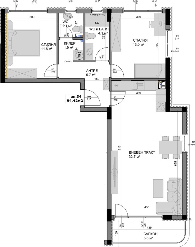 À vendre  2 chambres Varna , Vladislav Varnentchik 1 , 110 m² | 69982889