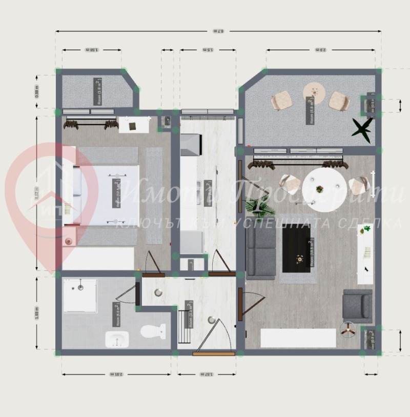 Myytävänä  1 makuuhuone Sofia , Meditsinska akademija , 75 neliömetriä | 39554817 - kuva [5]