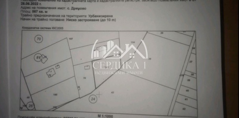 Продава ПАРЦЕЛ в област София, с. Дреново - 567 кв.м / 40 900 € » 79 993.45 лв., СЕРДИКА 1 НЕДВИЖИМИ ИМОТИ