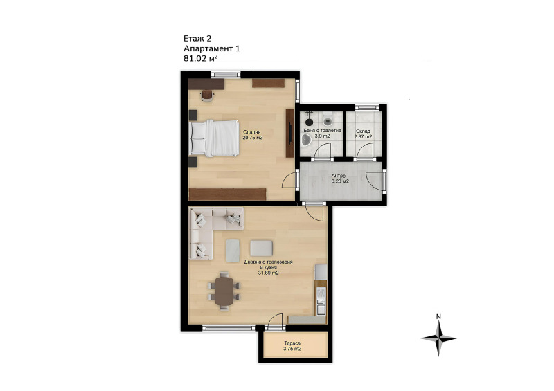 Till salu  1 sovrum Gabrovo , Centar , 82 kvm | 23296689 - bild [2]