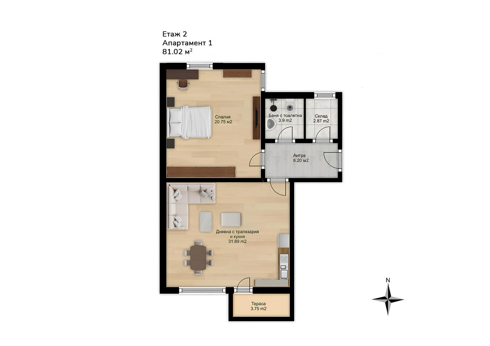 Продава 2-СТАЕН, гр. Габрово, Център, снимка 2 - Апартаменти - 53689507