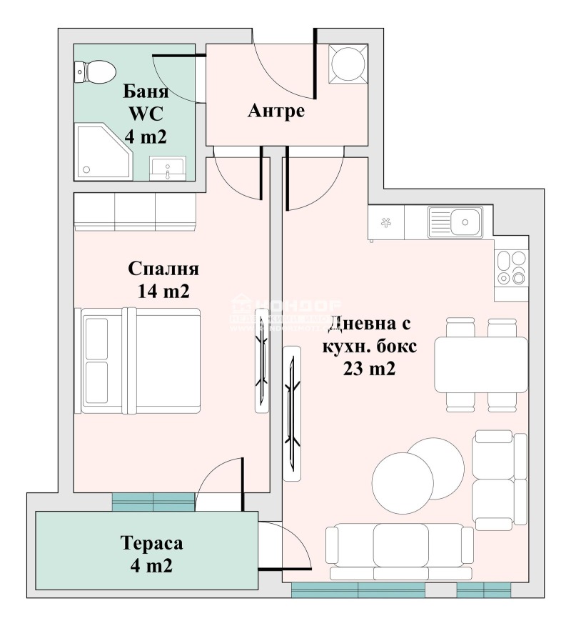 Eladó  1 hálószoba Plovdiv , Trakija , 66 négyzetméter | 38396041 - kép [2]