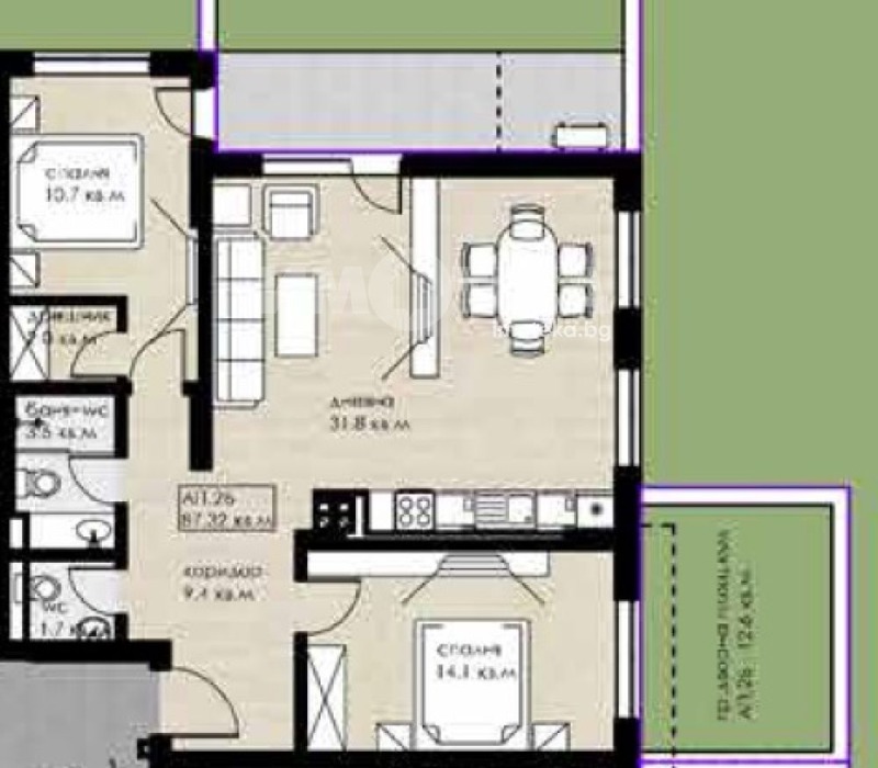 Продается  2 спальни София , Дружба 2 , 103 кв.м | 40855302 - изображение [2]