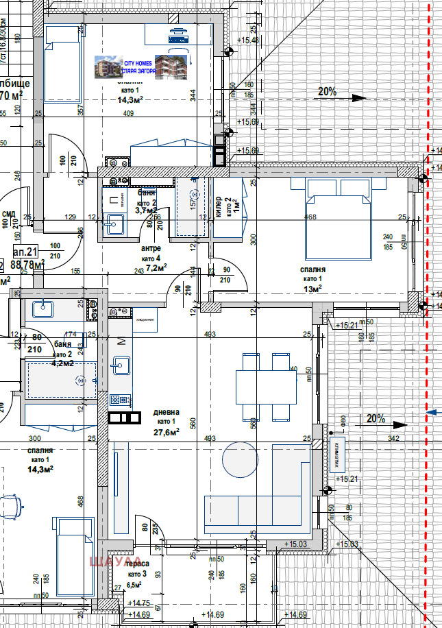 Eladó  2 hálószobás Stara Zagora , Zseleznik - centar , 102 négyzetméter | 87132365 - kép [2]