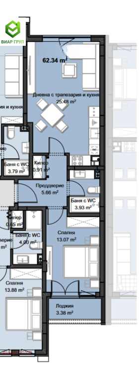 À venda  1 quarto Plovdiv , Hristo Smirnenski , 74 m² | 56826719 - imagem [2]