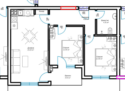 Till salu  2 sovrum Varna , m-t Ptjelina , 76 kvm | 94209331 - bild [4]