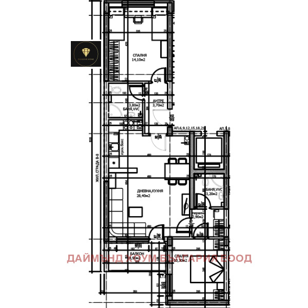 Eladó  2 hálószobás Plovdiv , Trakija , 94 négyzetméter | 69693374 - kép [2]