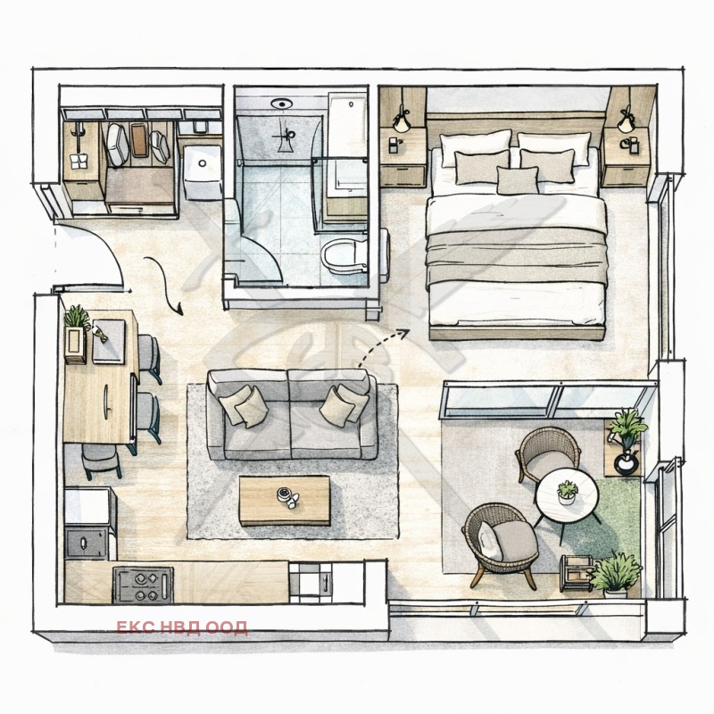 Продава 1-СТАЕН, гр. Пловдив, Тракия