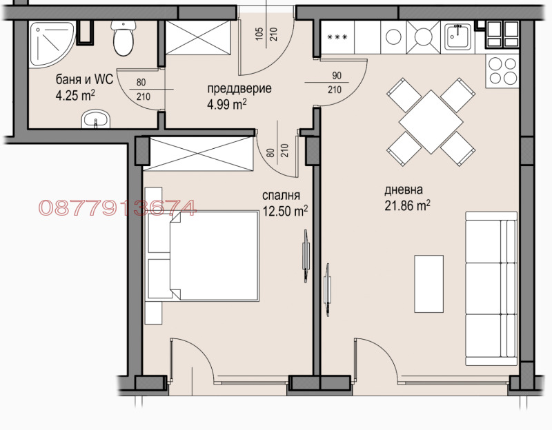Продава  2-стаен град София , Малинова долина , 96 кв.м | 99282308 - изображение [5]
