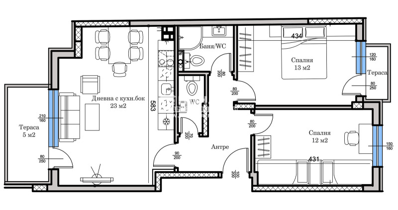 Продается  2 спальни Пловдив , Център , 90 кв.м | 96907237 - изображение [2]