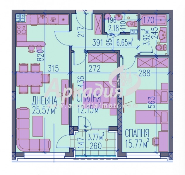 Продается  2 спальни Пловдив , Център , 99 кв.м | 45792434 - изображение [2]