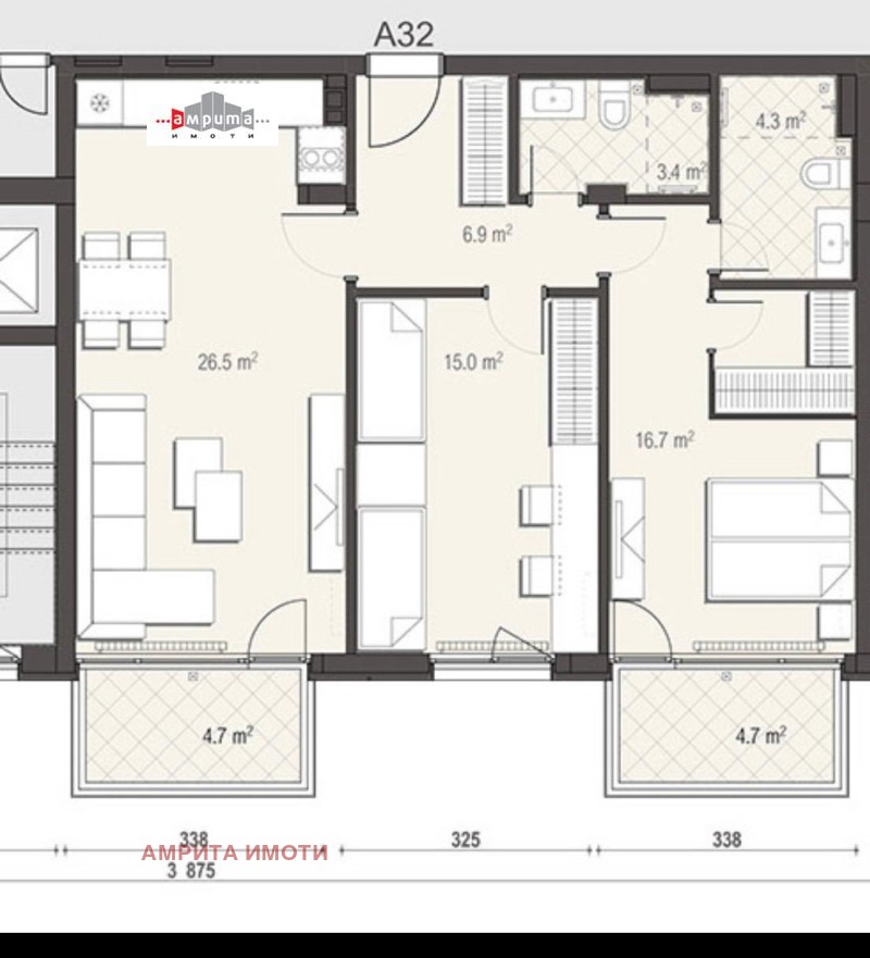 À venda  2 quartos Sofia , Malinova dolina , 107 m² | 87780589 - imagem [16]