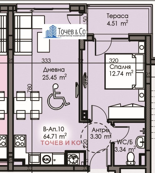 Myytävänä  1 makuuhuone Burgas , Izgrev , 65 neliömetriä | 15553499 - kuva [4]