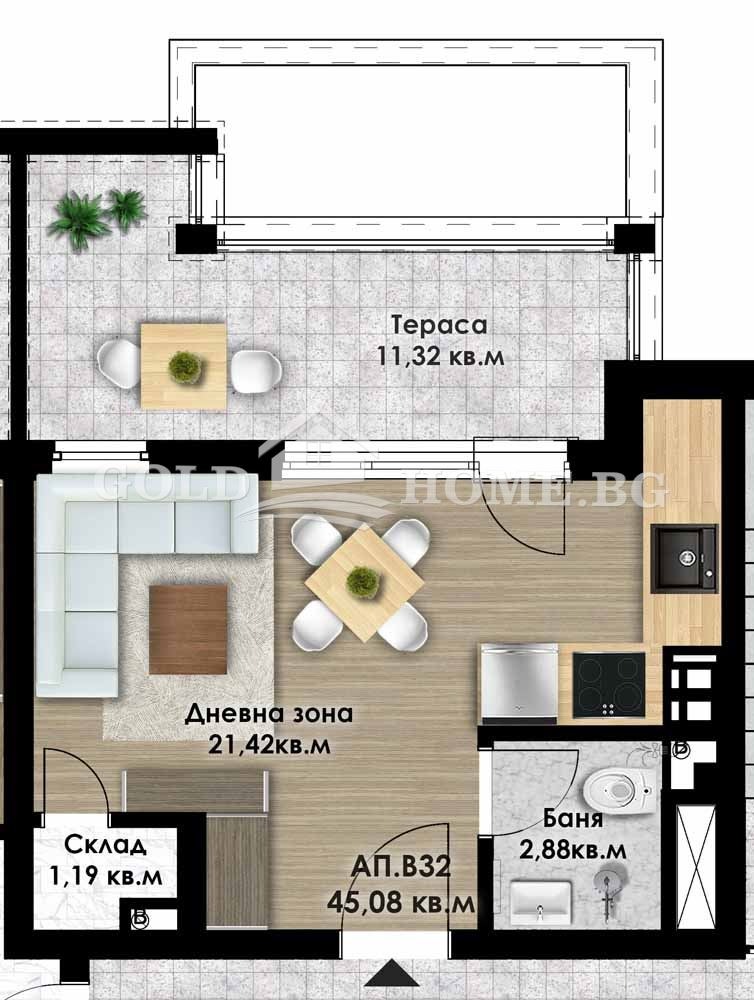 Продается  Студия Пловдив , Коматевско шосе , 52 кв.м | 27083837 - изображение [2]