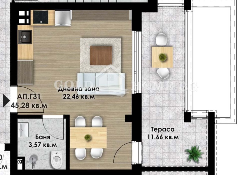 Продается  Студия Пловдив , Коматевско шосе , 52 кв.м | 27083837 - изображение [3]
