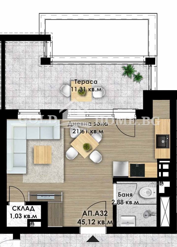 Продается  Студия Пловдив , Коматевско шосе , 52 кв.м | 27083837 - изображение [4]