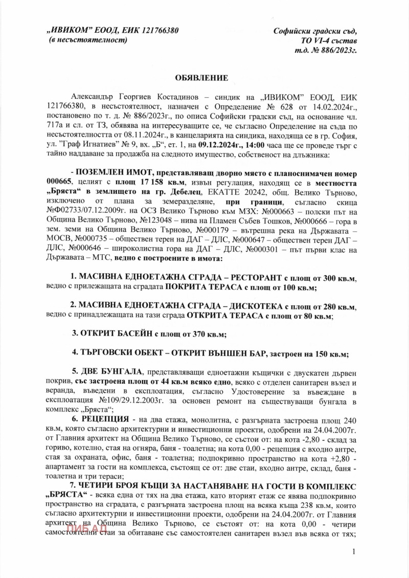 Продава БИЗНЕС ИМОТ, гр. Дебелец, област Велико Търново, снимка 1 - Други - 47951035