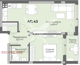 1 υπνοδωμάτιο Χρηστο Σμηρνενσκη, Πλοβδηβ
