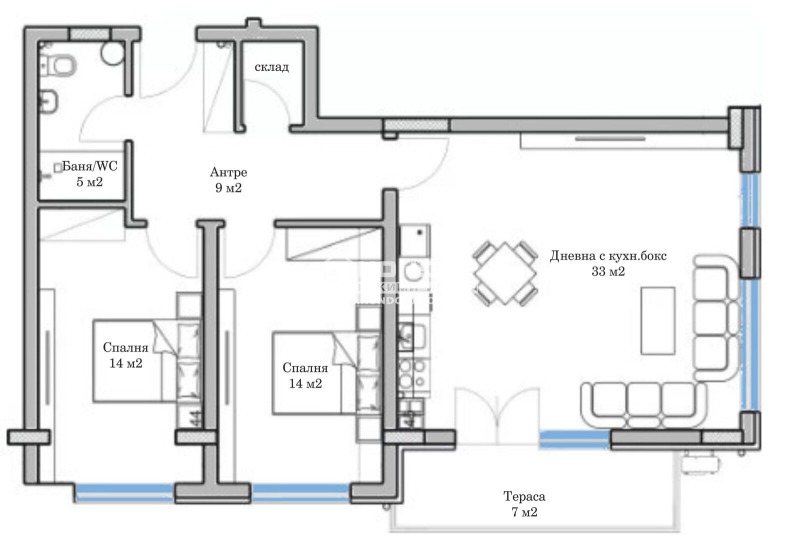 Zu verkaufen  2 Schlafzimmer Plowdiw , Mladeschki Halm , 112 qm | 97750392 - Bild [2]