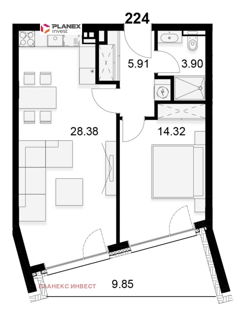 Продаја  1 спаваћа соба Софија , Симеоново , 81 м2 | 51610095 - слика [5]