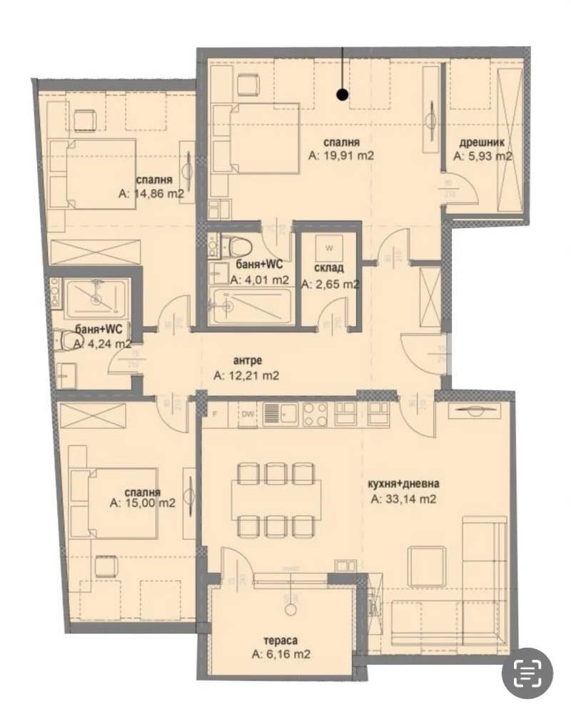 Продава 4-СТАЕН, гр. София, Овча купел, снимка 5 - Aпартаменти - 48221961