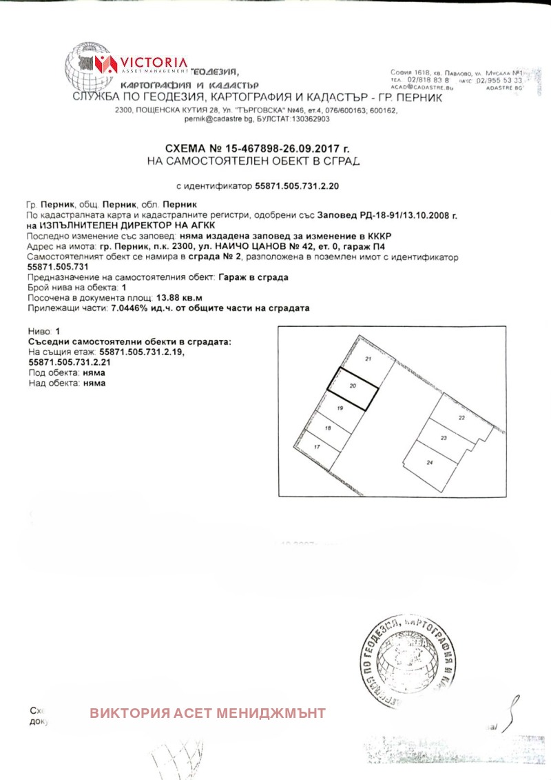 Продава ПАРКОМЯСТО в град Перник, Център - 20 кв.м / 25 000 € » 48 895.75 лв., ВИКТОРИЯ АСЕТ МЕНИДЖМЪНТ