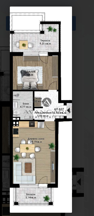Myytävänä  1 makuuhuone Plovdiv , Kjutšuk Pariž , 91 neliömetriä | 74569885 - kuva [3]