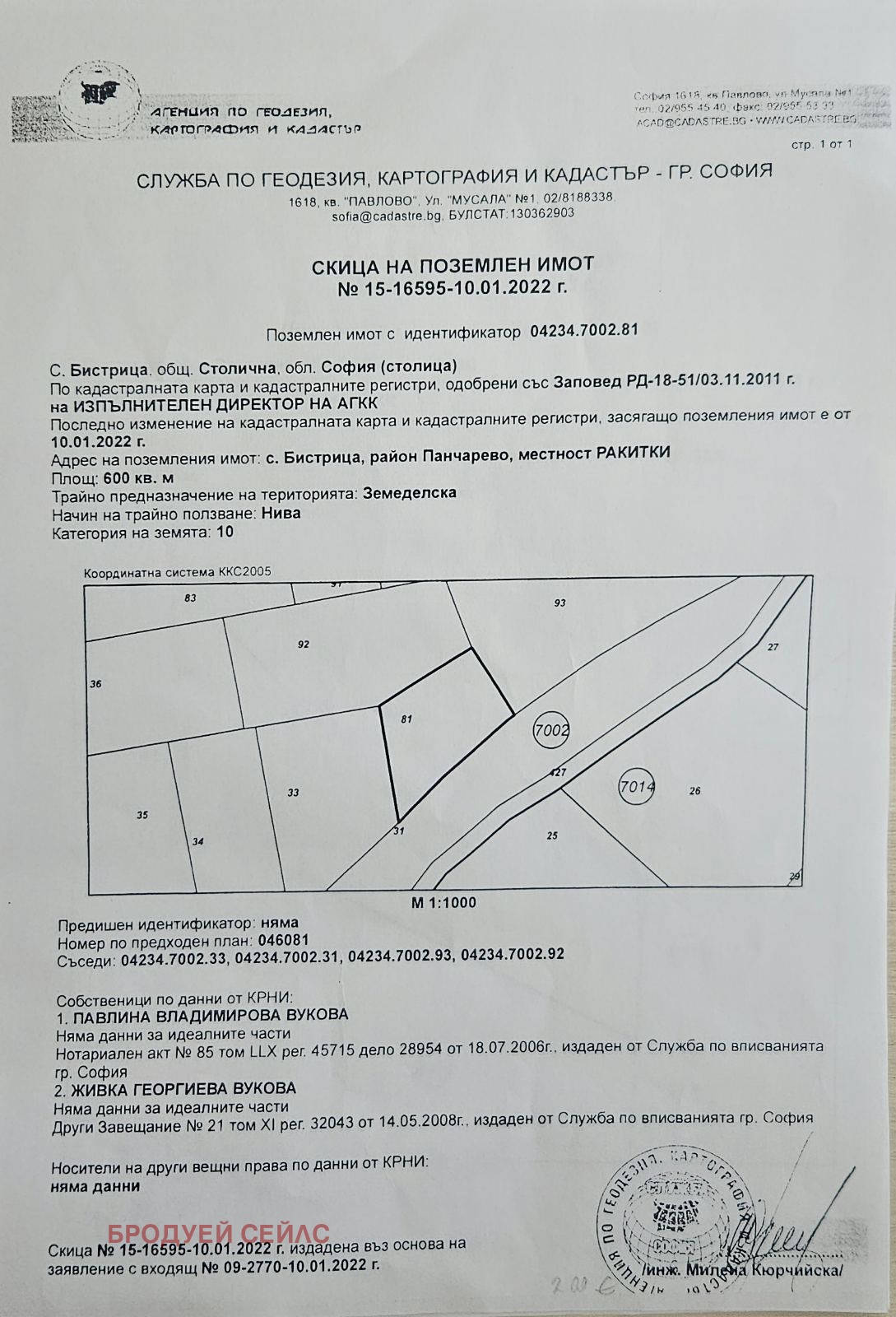 Продава ПАРЦЕЛ, гр. София, с. Бистрица