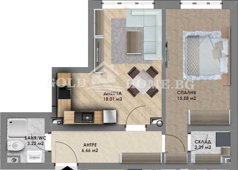 Zu verkaufen  1 Schlafzimmer Plowdiw , Hristo Smirnenski , 64 qm | 43149458 - Bild [2]