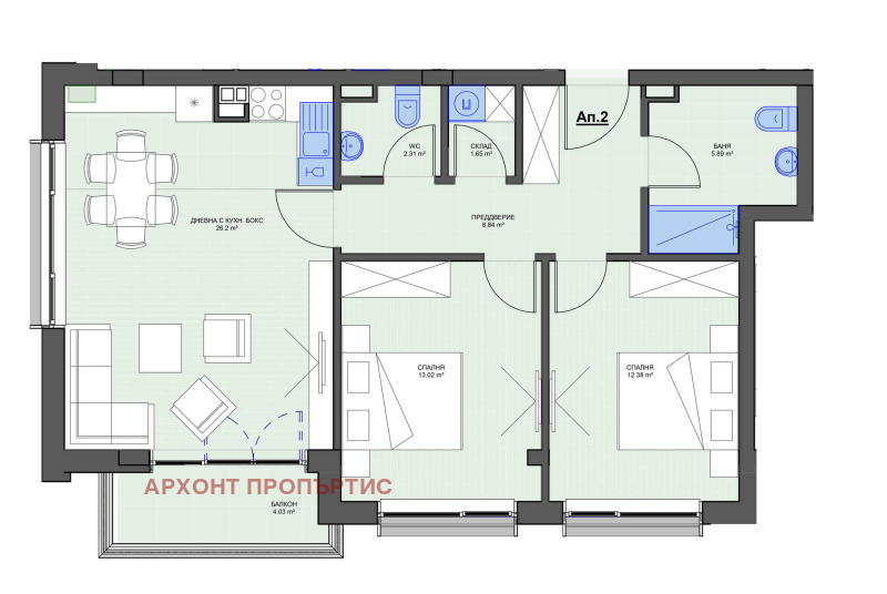 En venta  2 dormitorios Sofia , Krastova vada , 105 metros cuadrados | 64376467 - imagen [2]