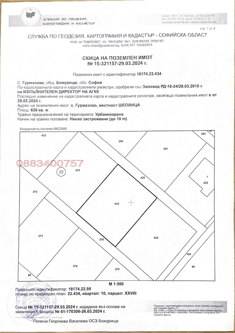 Продава ПАРЦЕЛ, гр. Божурище, област София област