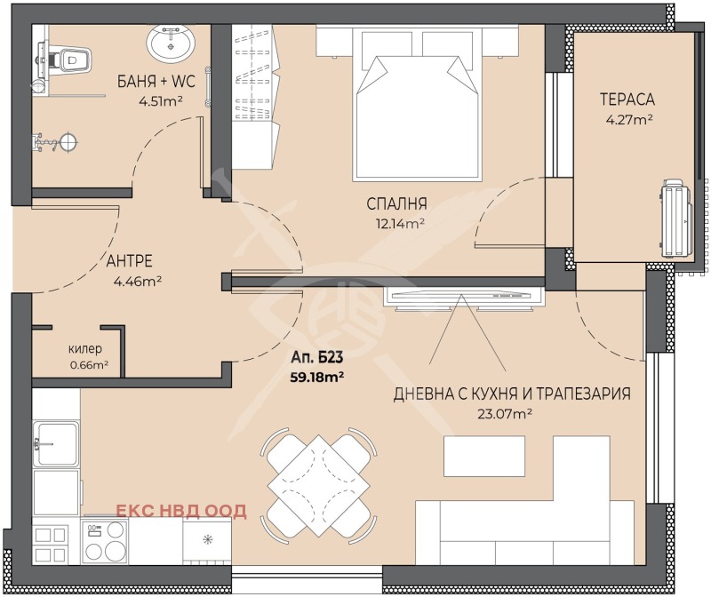 Продается  1 спальня Пловдив , Остромила , 67 кв.м | 97600690