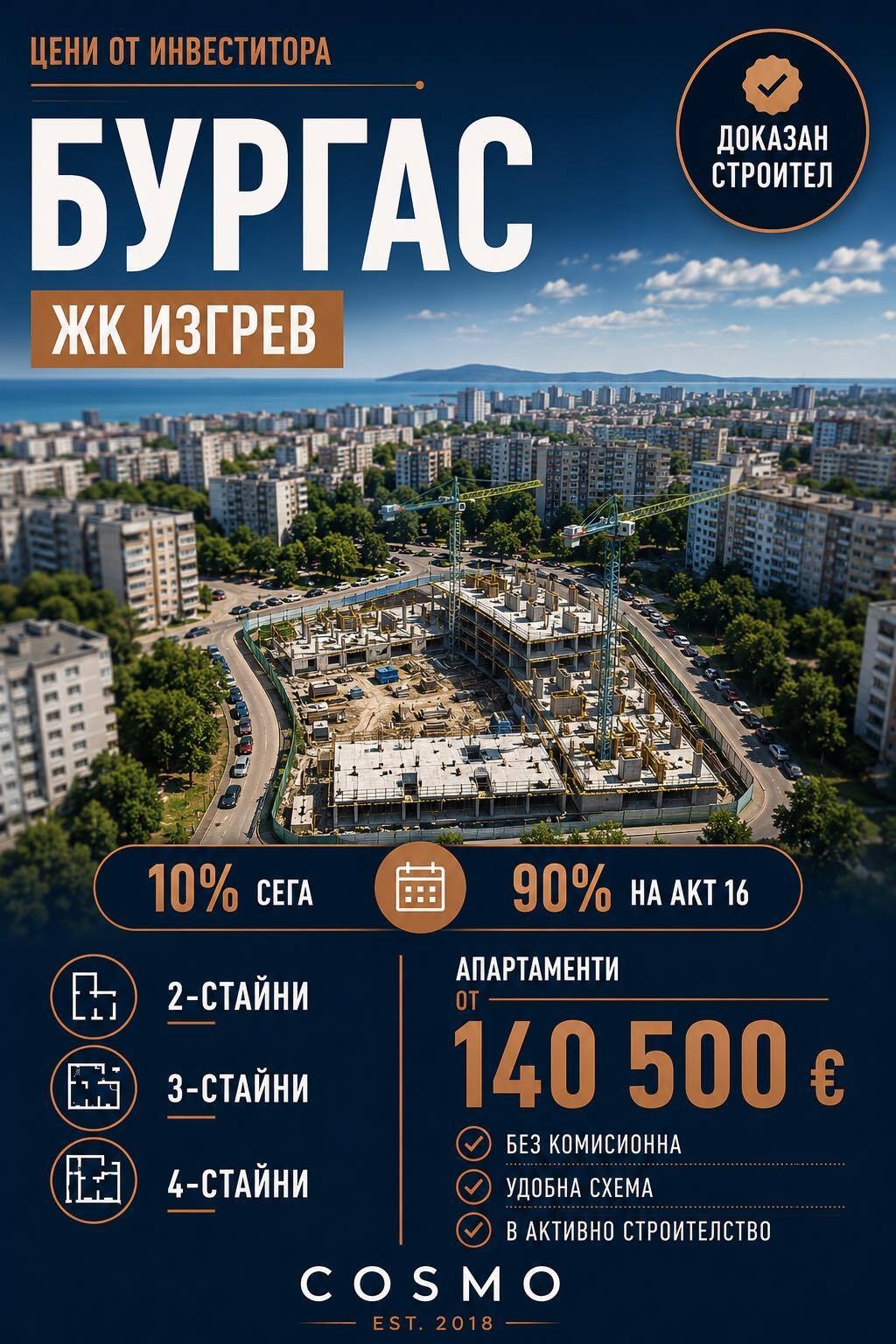 Продава 2-СТАЕН, гр. Бургас, Изгрев