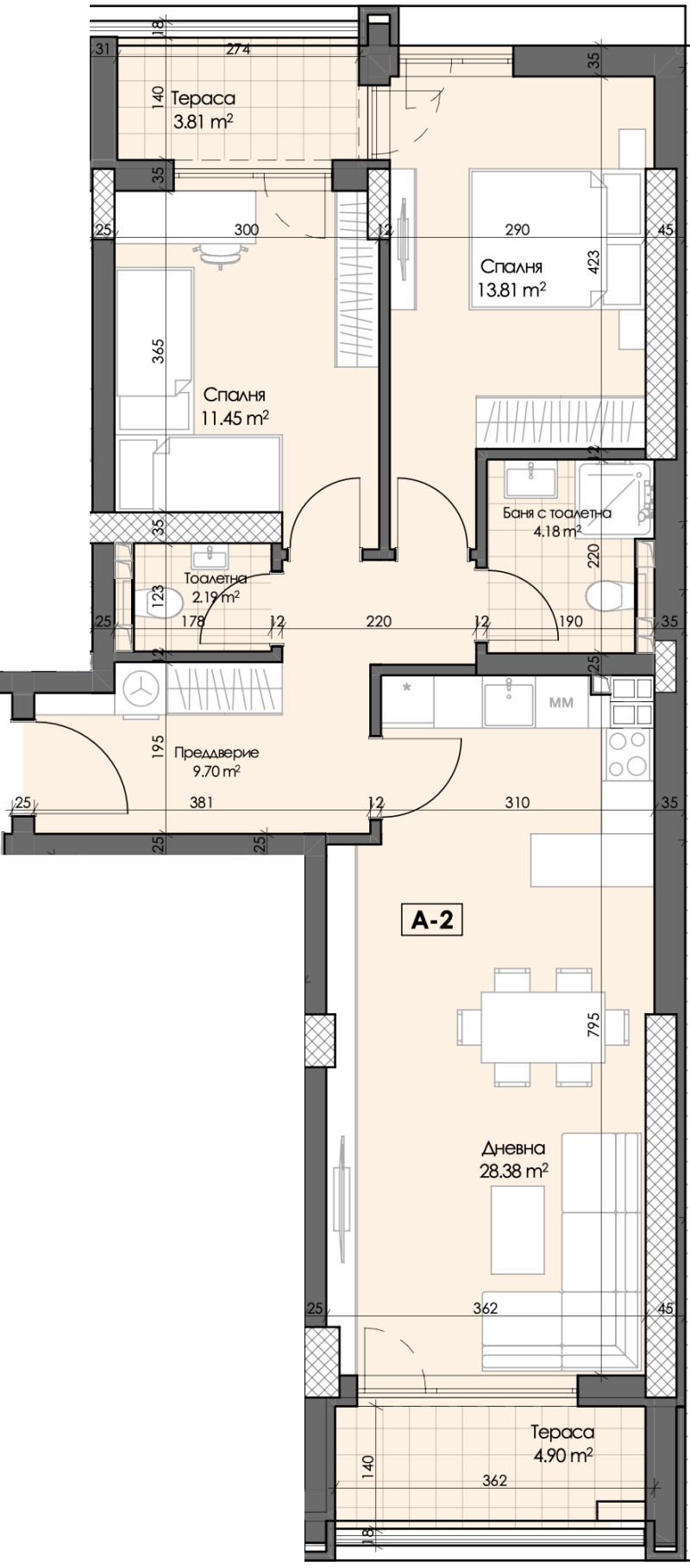 For Sale  2 bedroom Plovdiv , Gagarin , 114 sq.m | 12432755
