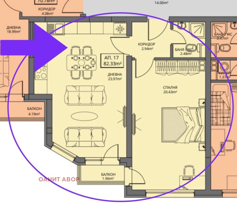 In vendita  1 camera da letto Sofia , Levski V , 83 mq | 32607301