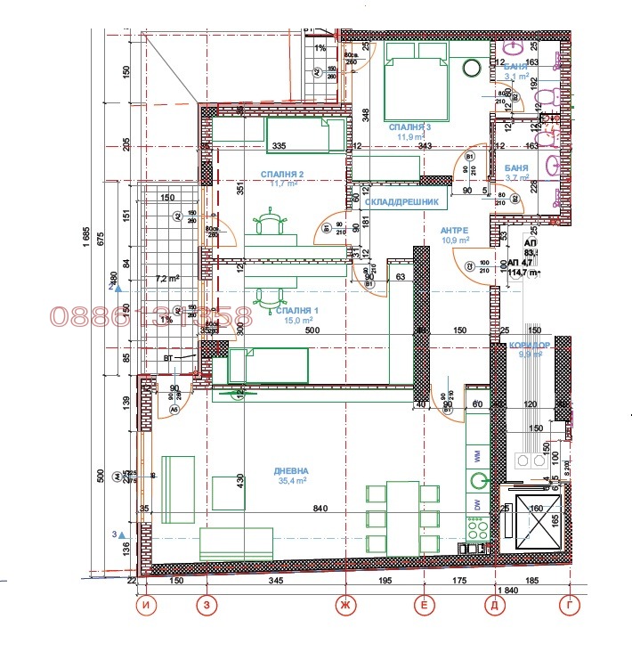 Продава 4-СТАЕН, гр. София, Хаджи Димитър, снимка 3 - Апартаменти - 53809407